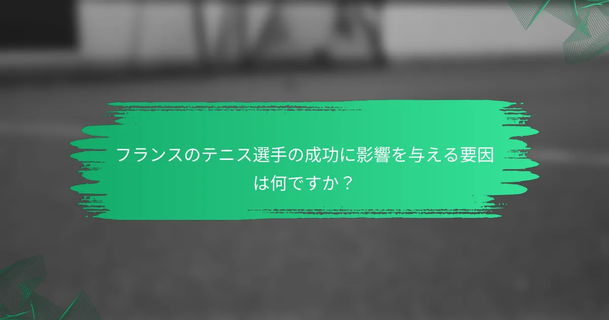 フランスのテニス選手の成功に影響を与える要因は何ですか?