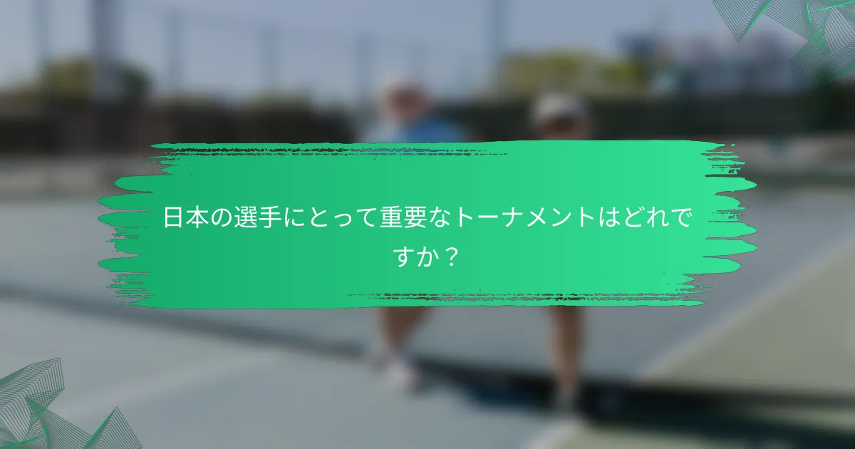 日本の選手にとって重要なトーナメントはどれですか？